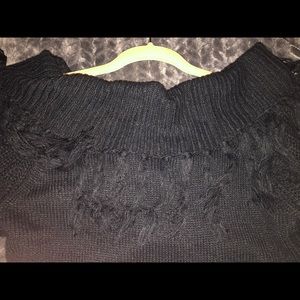 OFF THE SHOULDER BLACK SWEATER DRESS